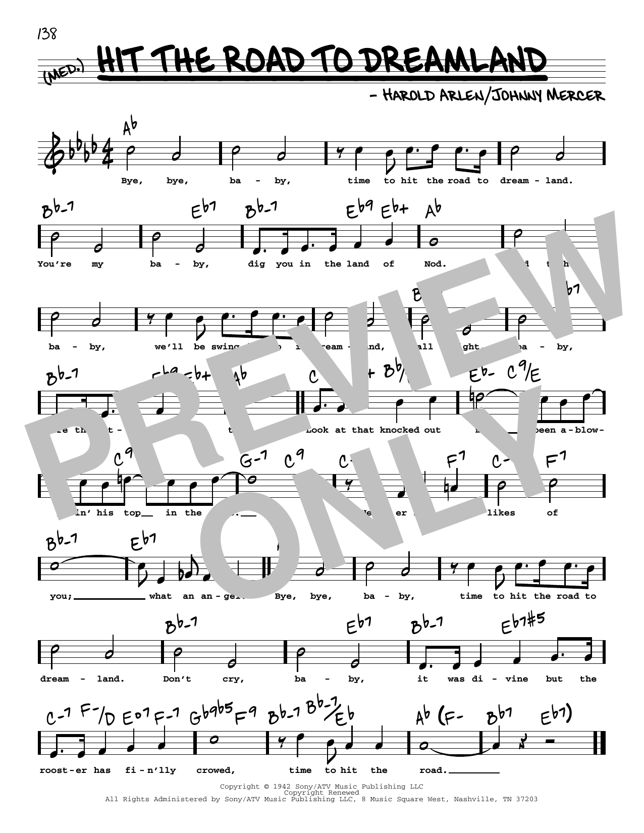 Download Harold Arlen and Johnny Mercer Hit The Road To Dreamland (High Voice) Sheet Music