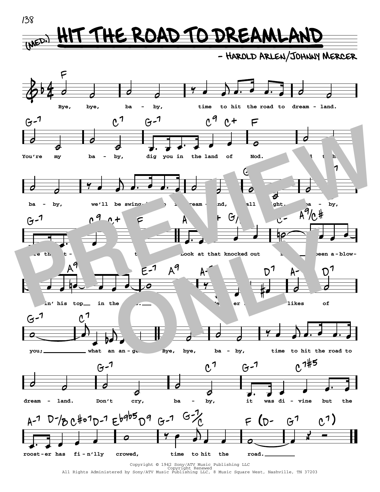 Johnny Mercer Hit The Road To Dreamland (Low Voice) sheet music notes printable PDF score