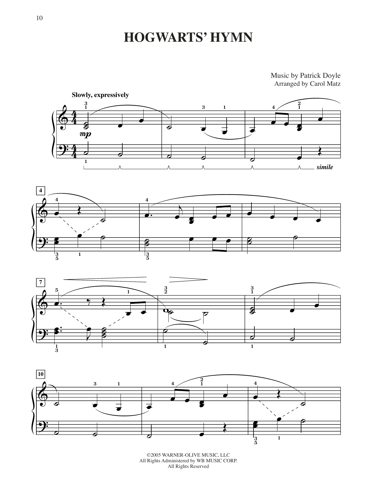 Download Patrick Doyle Hogwarts' Hymn (from Harry Potter) (arr Sheet Music