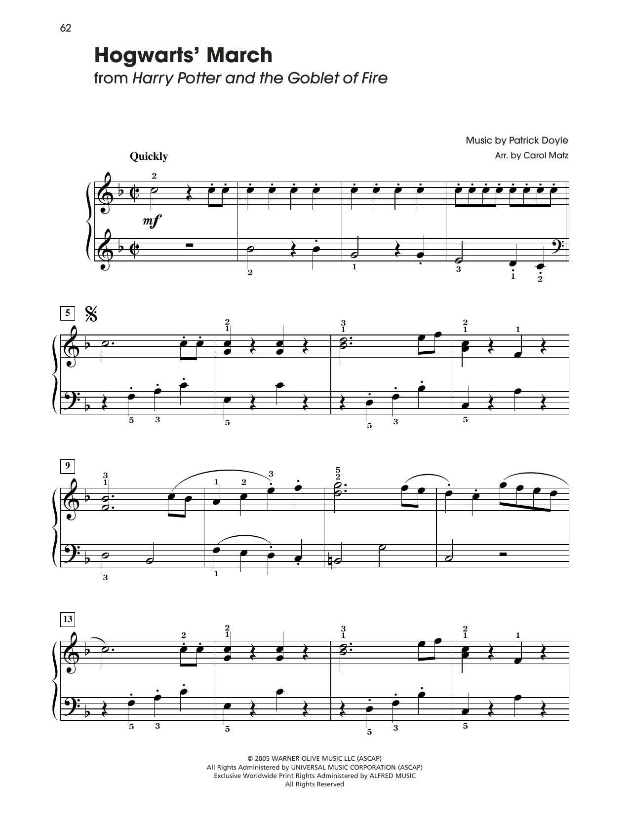 Download Patrick Doyle Hogwarts' March (from Harry Potter) (ar Sheet Music