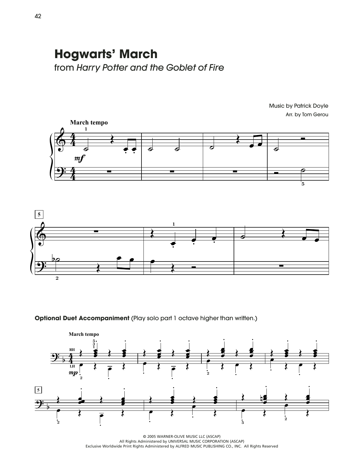 Download Patrick Doyle Hogwarts' March (from Harry Potter) (ar Sheet Music