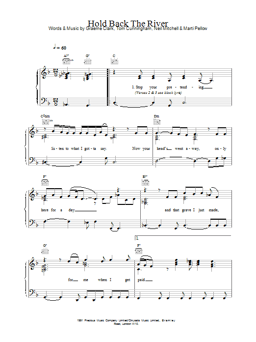 Download Wet Wet Wet Hold Back The River Sheet Music