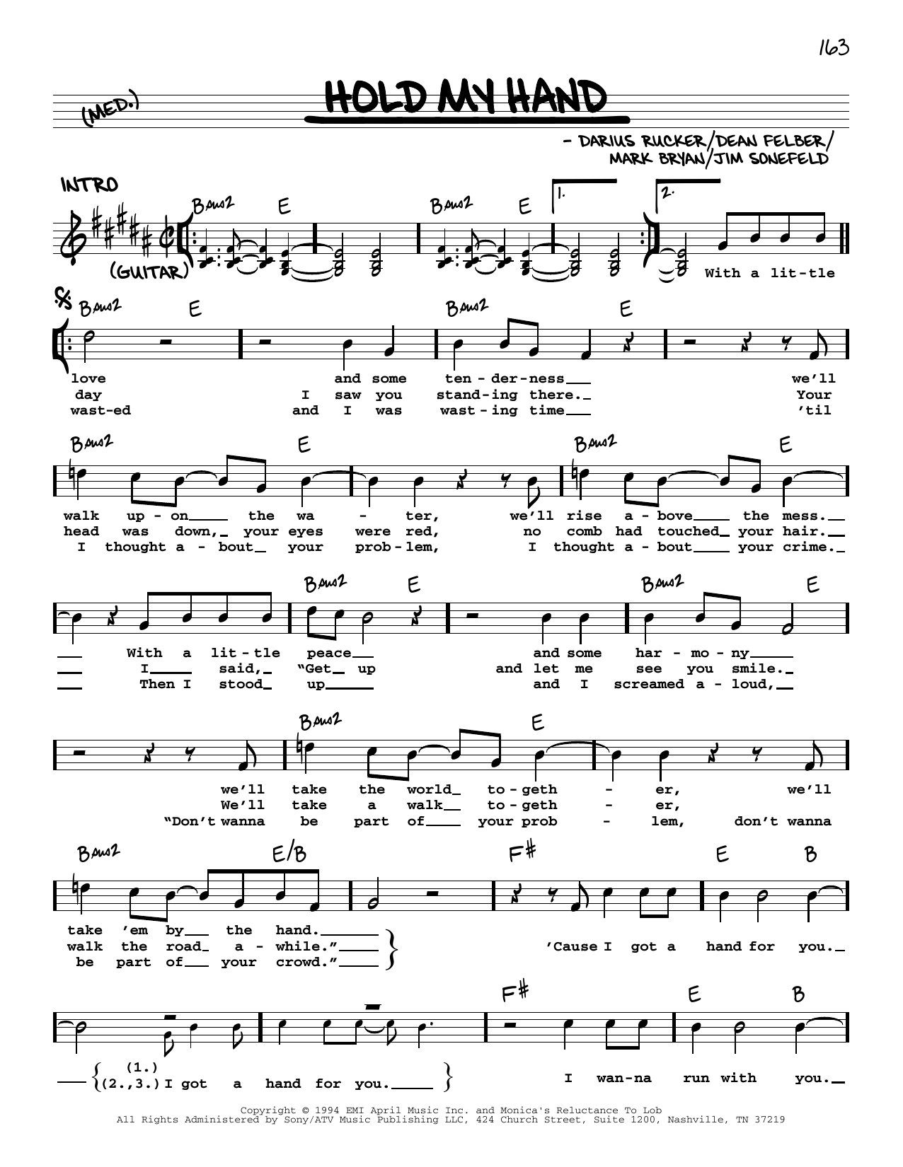 Download Hootie & The Blowfish Hold My Hand Sheet Music