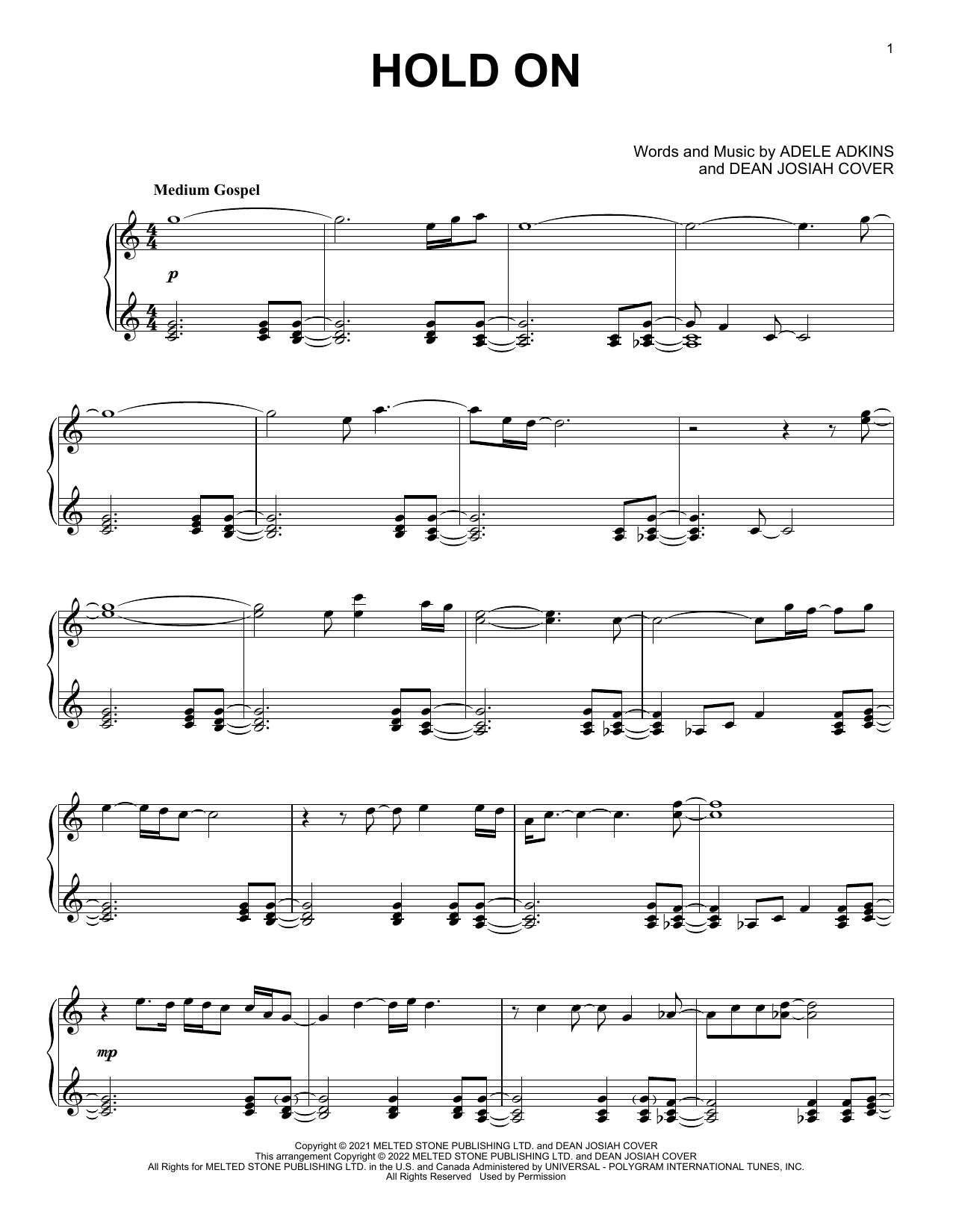 Download Adele Hold On Sheet Music