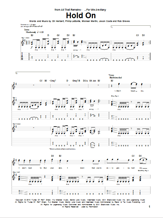 Download All That Remains Hold On Sheet Music