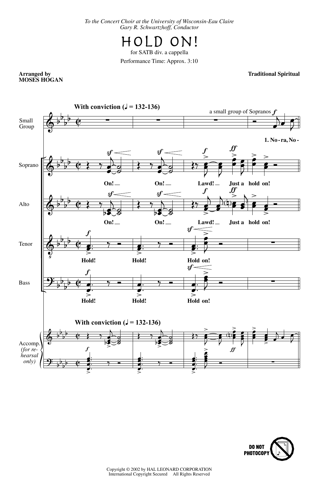 Download African-American Spiritual Hold On (arr. Moses Hogan) Sheet Music