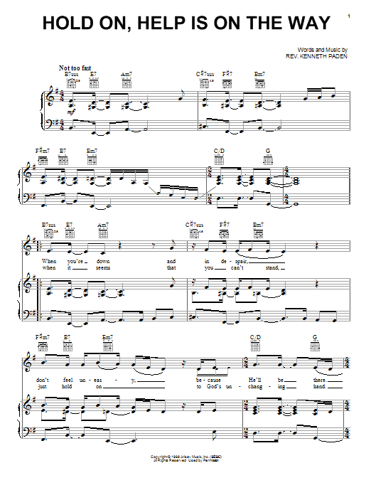 Download Whitney Houston Hold On, Help Is On The Way Sheet Music