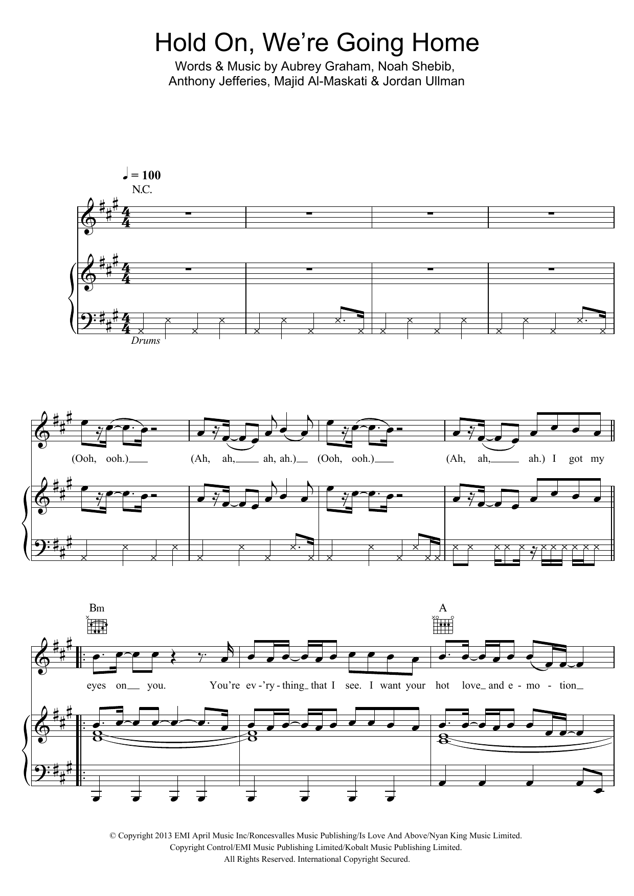 Download Drake Hold On We're Going Home Sheet Music