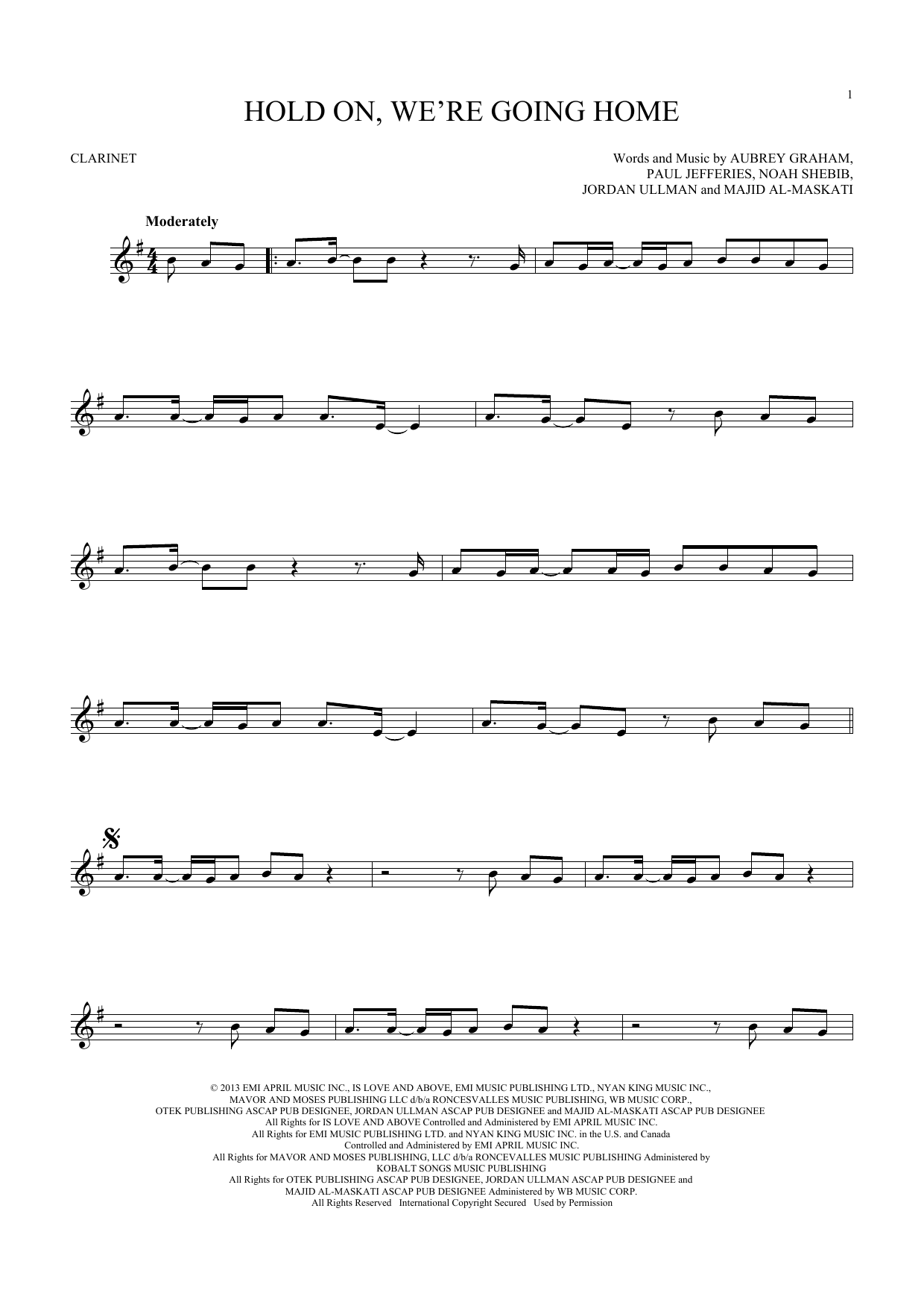 Download Drake Hold On, We're Going Home Sheet Music