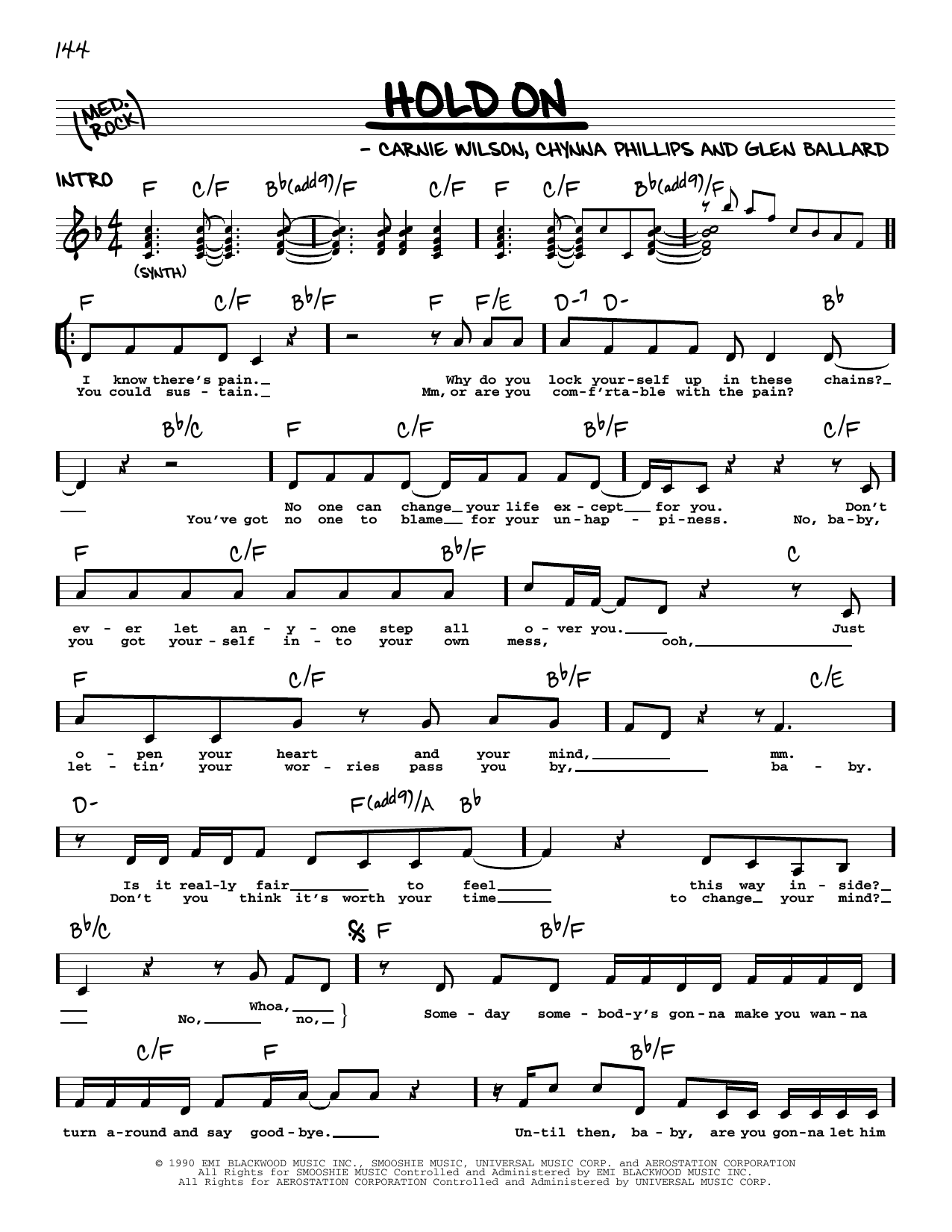 Download Wilson Phillips Hold On Sheet Music