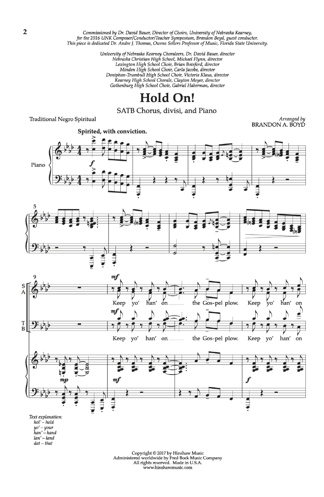 Download Brandon A. Boyd Hold On! Sheet Music