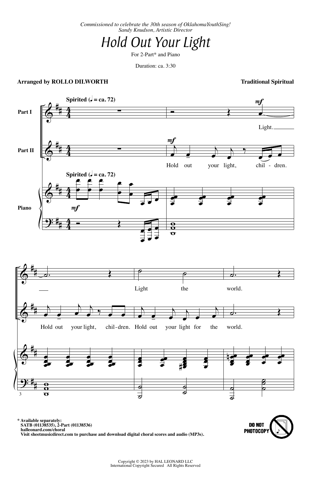 Download Traditional Spiritual Hold Out Your Light (arr. Rollo Dilwort Sheet Music