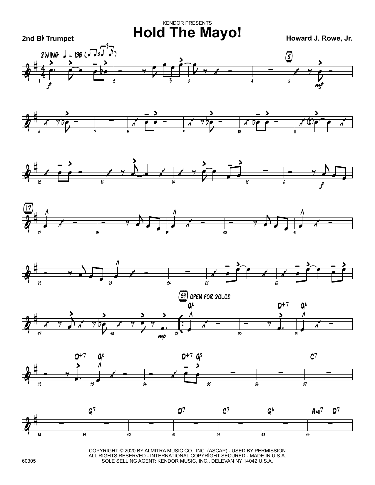 Download Howard Rowe Hold The Mayo! - 2nd Bb Trumpet Sheet Music