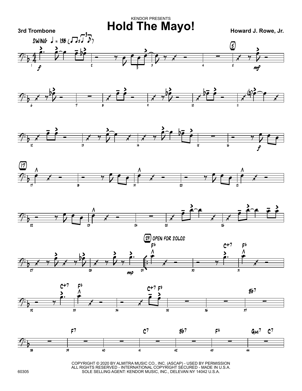 Download Howard Rowe Hold The Mayo! - 3rd Trombone Sheet Music