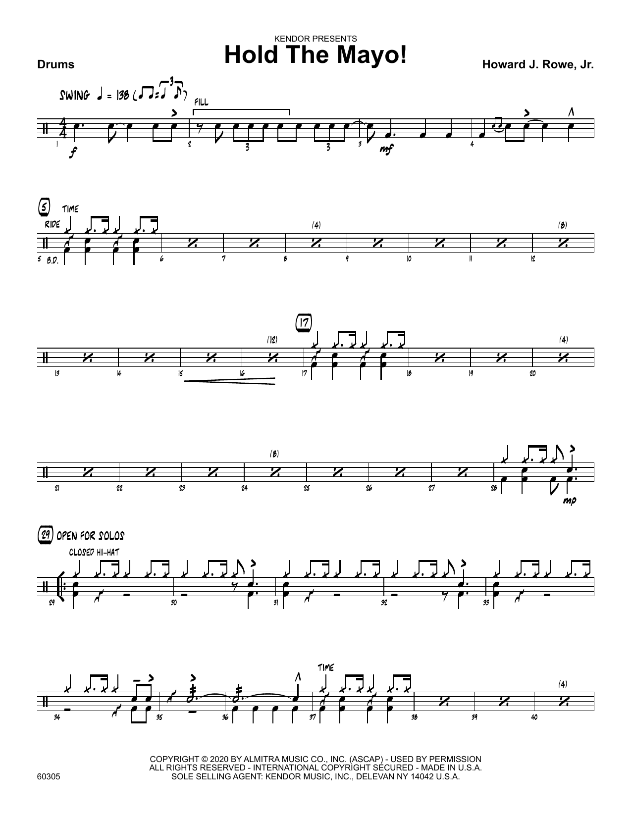 Download Howard Rowe Hold The Mayo! - Drum Set Sheet Music