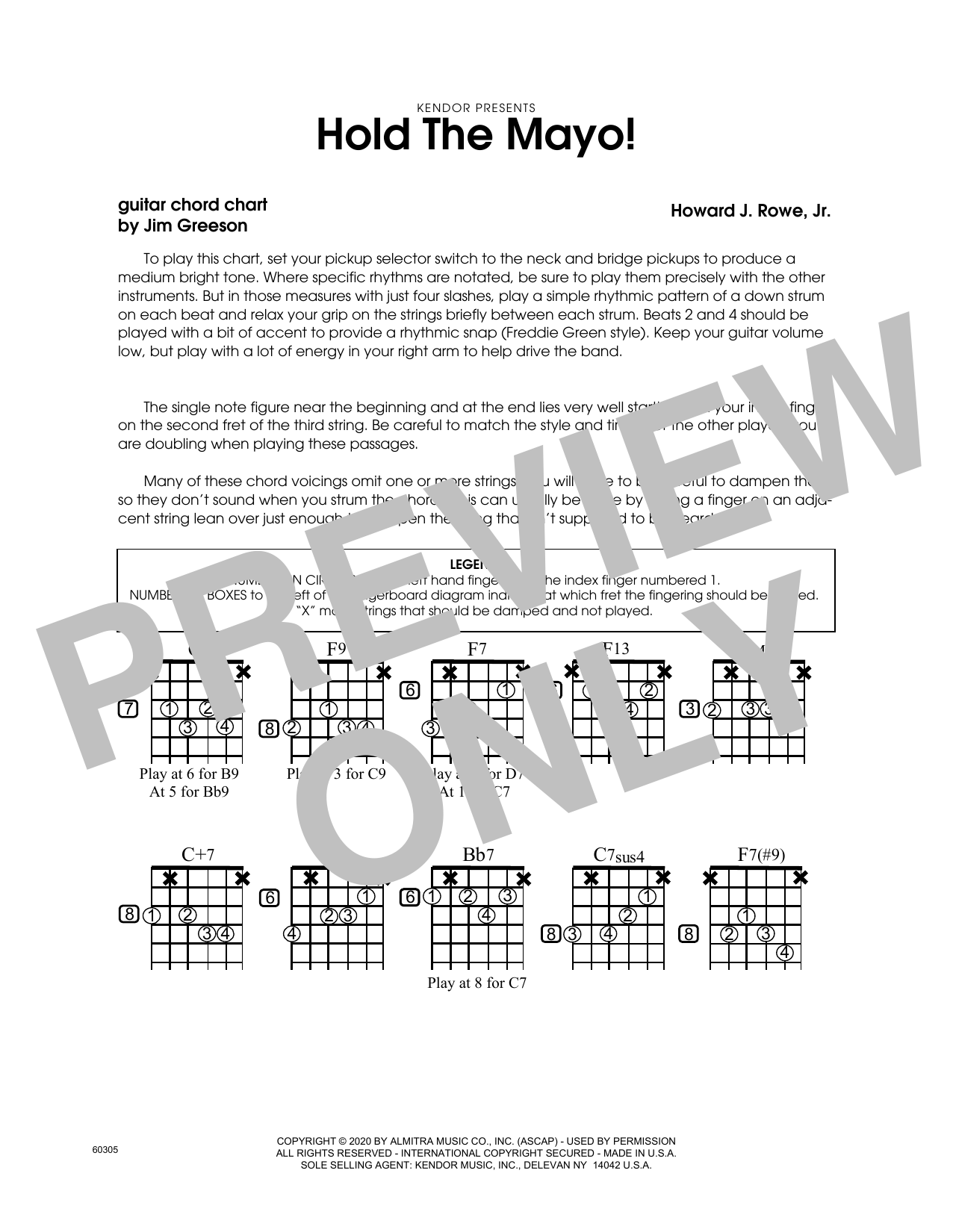 Download Howard Rowe Hold The Mayo! - Guitar Chord Chart Sheet Music
