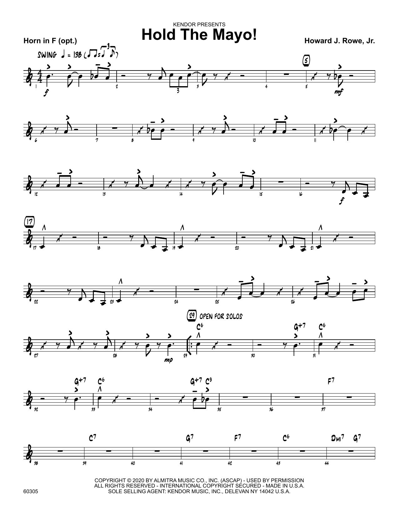 Download Howard Rowe Hold The Mayo! - Horn in F Sheet Music