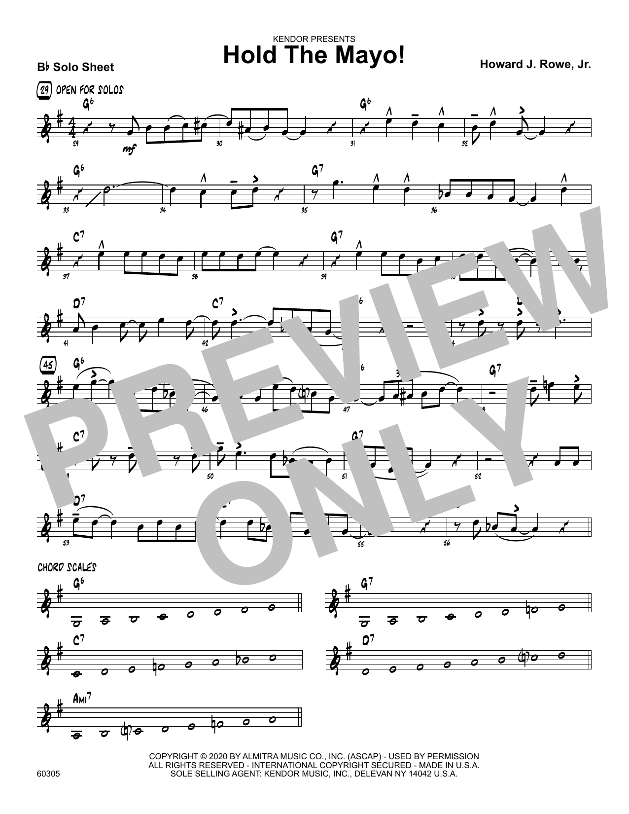 Download Howard Rowe Hold The Mayo! - Solo Sheet - Alto Sax Sheet Music