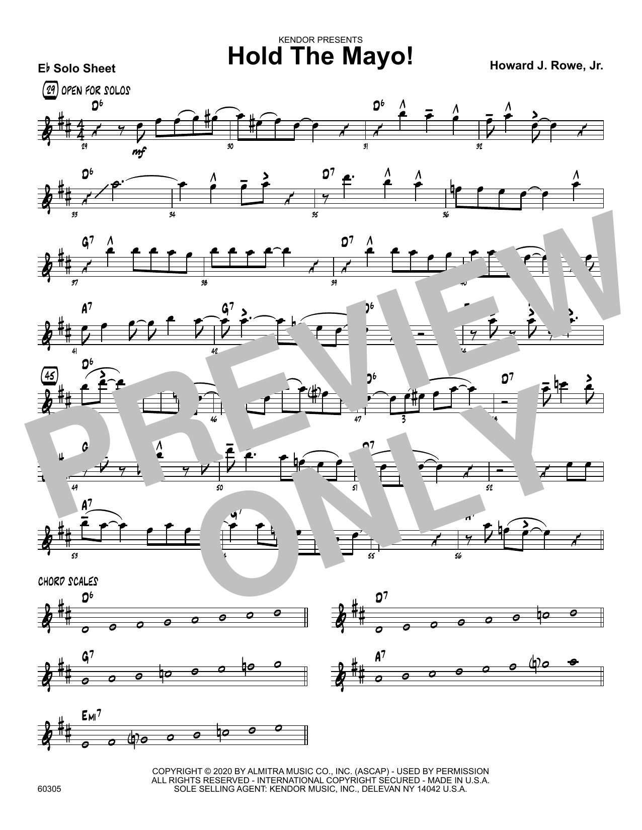 Download Howard Rowe Hold The Mayo! - Solo Sheet - Tenor Sax Sheet Music