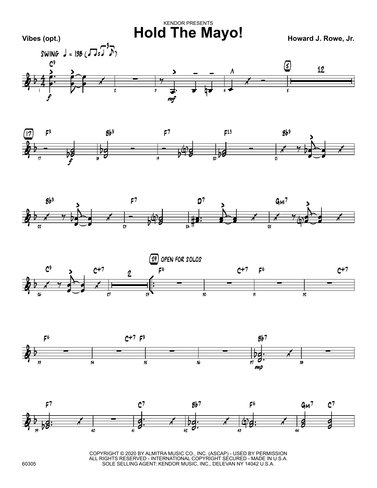 Download Howard Rowe Hold The Mayo! - Vibes Sheet Music