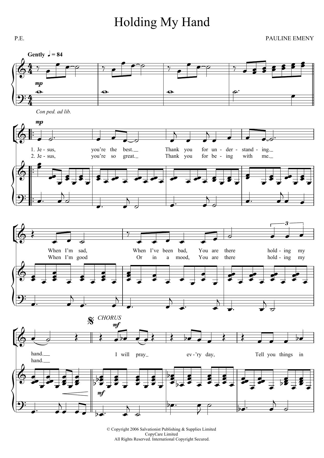Download The Salvation Army Holding My Hand Sheet Music