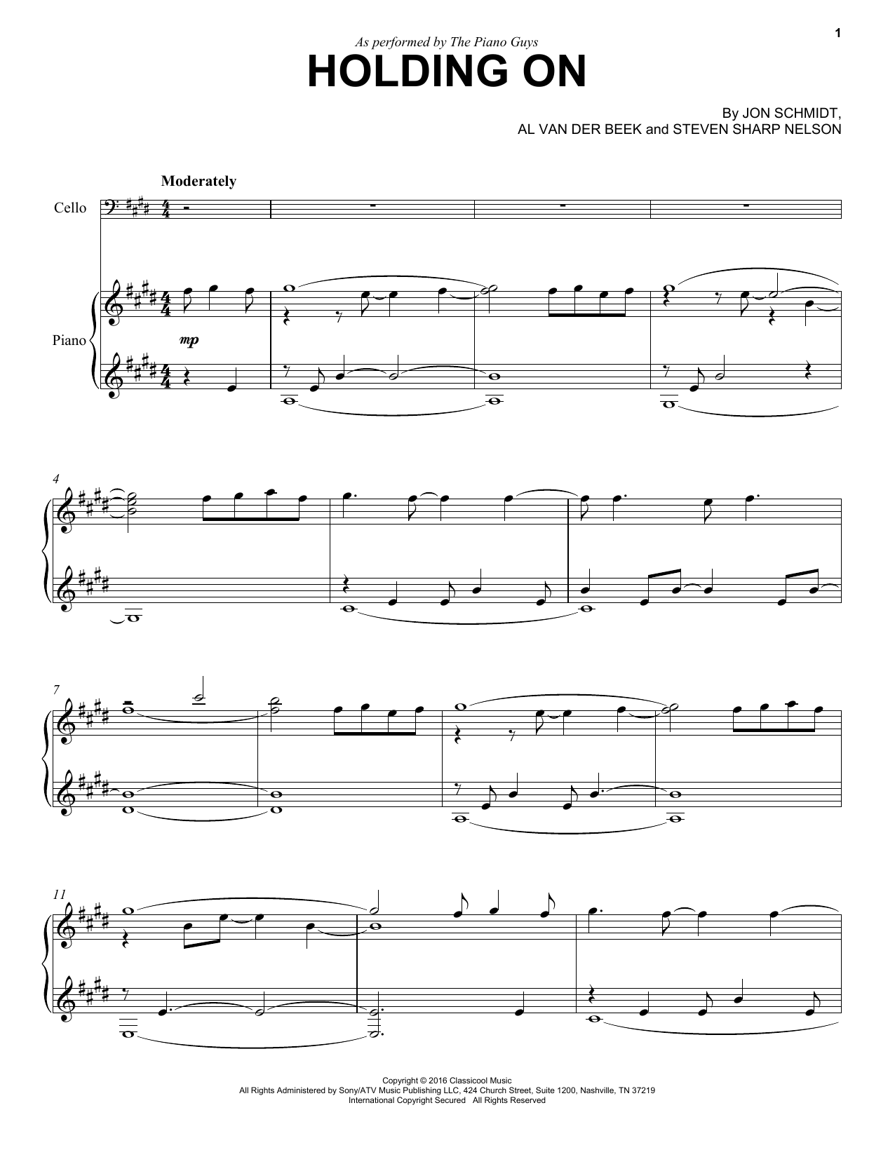 Download The Piano Guys Holding On Sheet Music