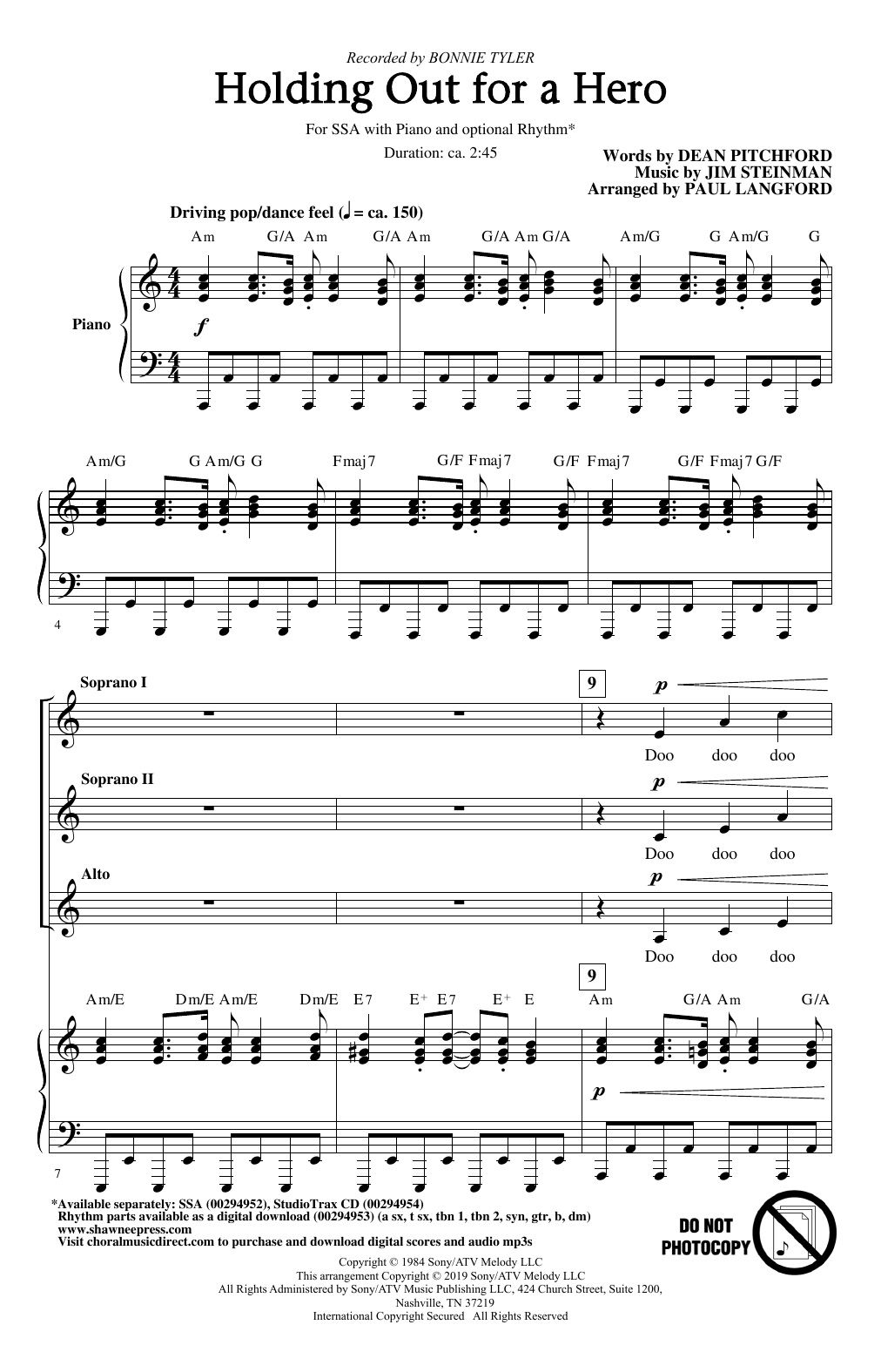 Download Bonnie Tyler Holding Out For A Hero (from Footloose) Sheet Music
