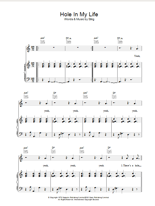 Download The Police Hole In My Life Sheet Music