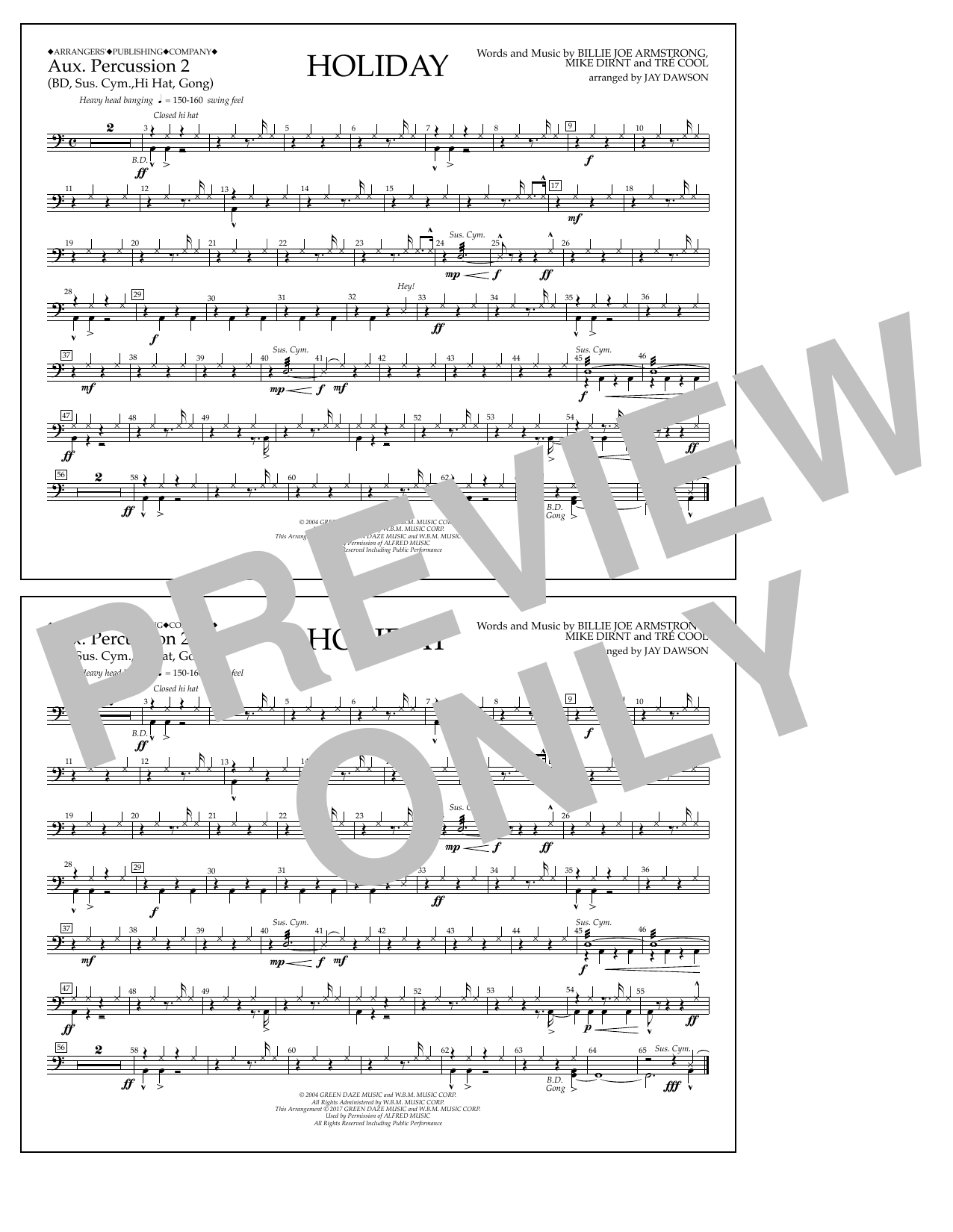 Download Jay Dawson Holiday - Aux. Percussion 2 Sheet Music