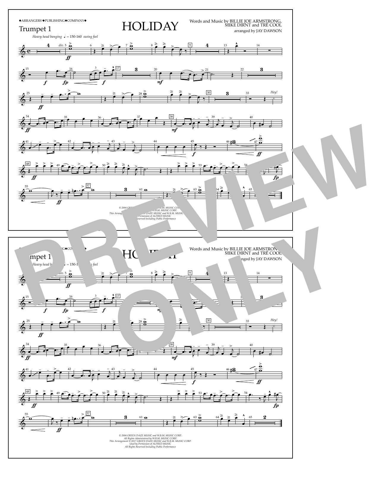 Download Jay Dawson Holiday - Bb Trumpet 1 Sheet Music