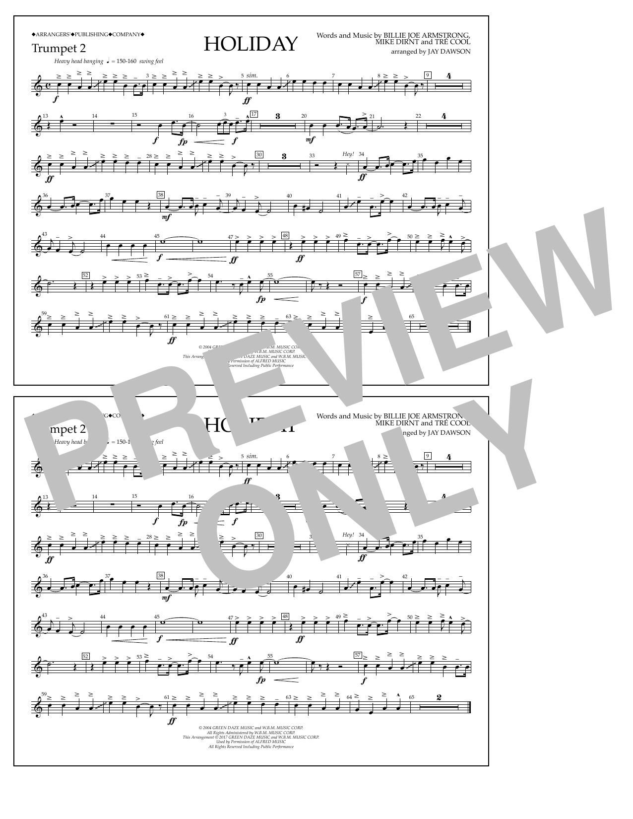 Download Jay Dawson Holiday - Bb Trumpet 2 Sheet Music