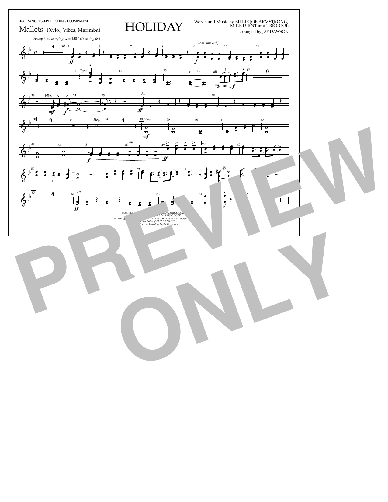 Download Jay Dawson Holiday - Mallet Percussion Sheet Music