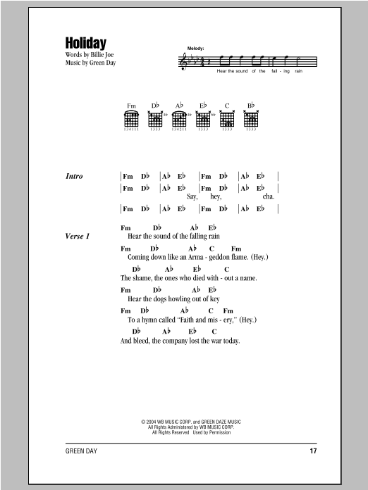 Download Green Day Holiday Sheet Music