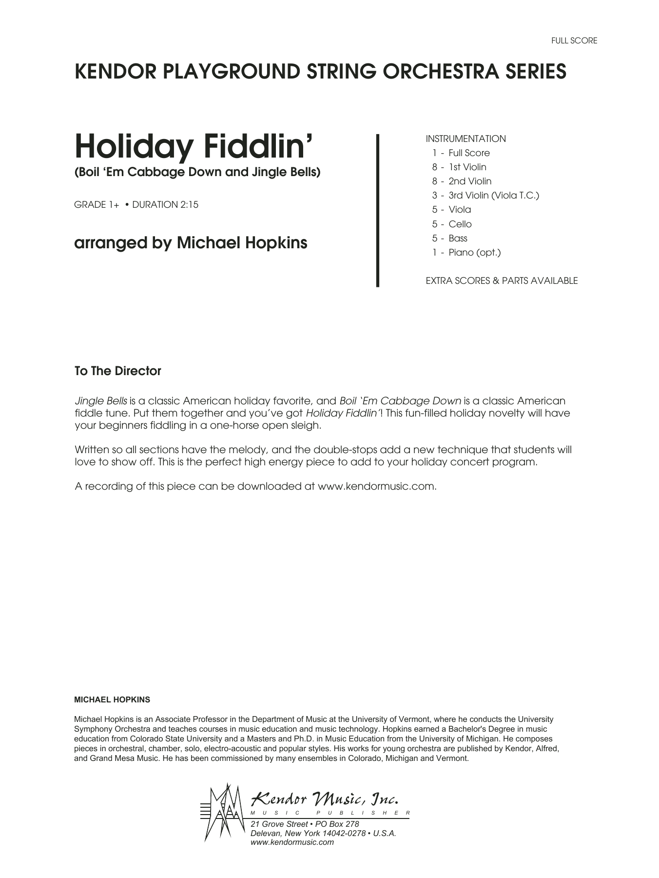 Download Michael Hopkins Holiday Fiddlin' (Boil 'Em Cabbage Down Sheet Music