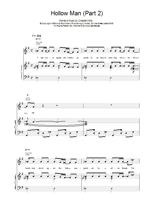 Kula Shaker Hollow Man (Part 2) sheet music notes printable PDF score