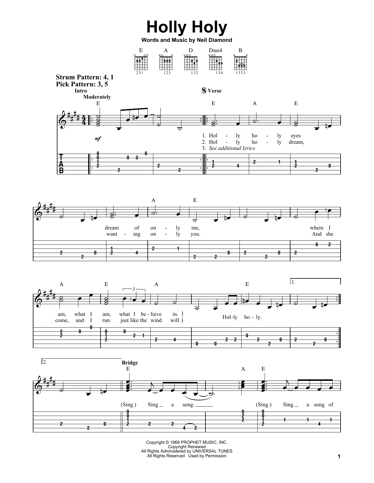 Download Neil Diamond Holly Holy Sheet Music