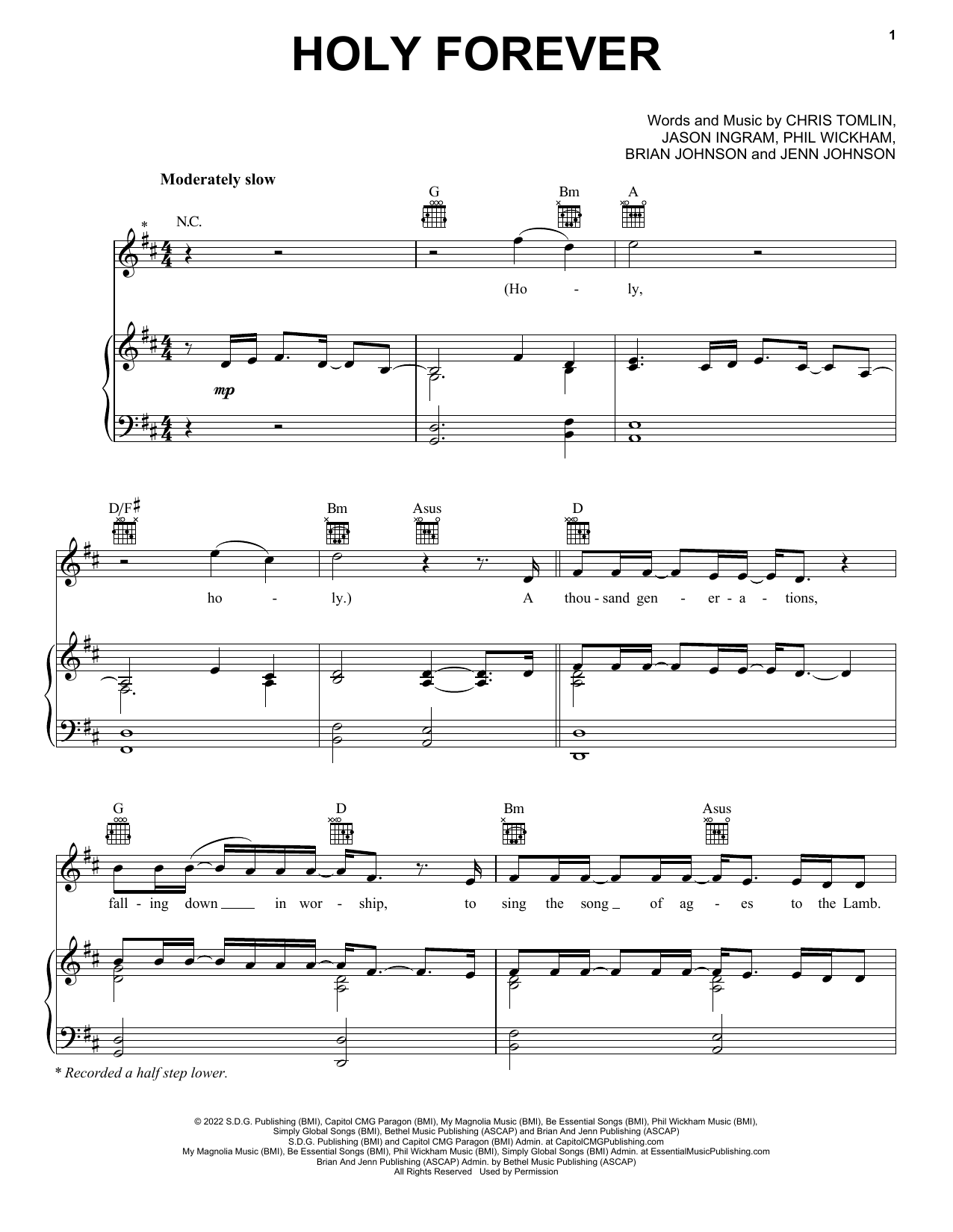 Chris Tomlin Holy Forever sheet music notes printable PDF score