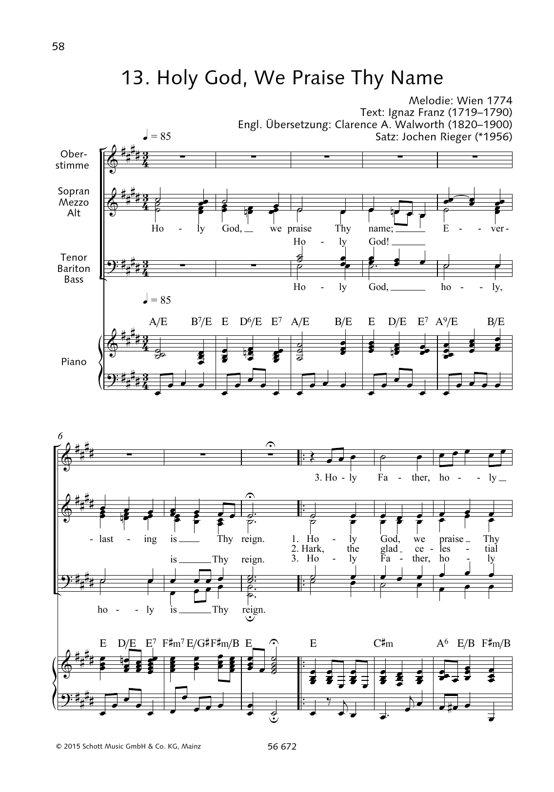 Download Ignaz Franz; Clarence A. Walworth Holy God, We Praise Thy Name Sheet Music