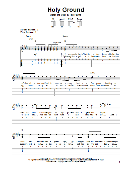 Download Taylor Swift Holy Ground Sheet Music