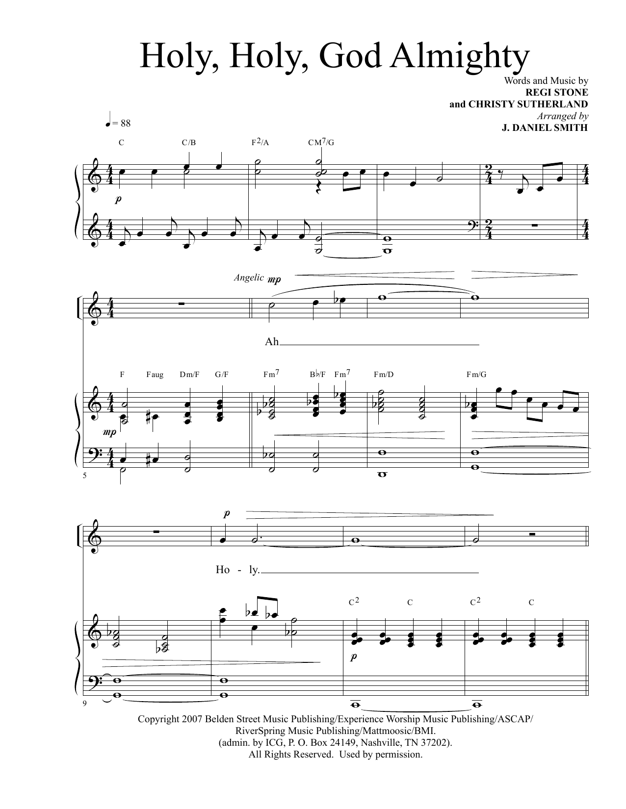 Download Regi Stone and Christy Sutherland Holy, Holy God Almighty (arr. J. Daniel Sheet Music