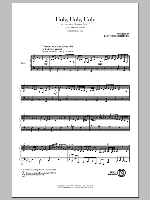 Download Keith Christopher Holy, Holy, Holy Sheet Music