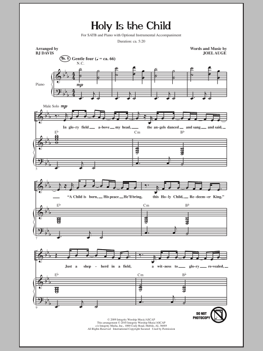 Download BJ Davis Holy Is The Child Sheet Music