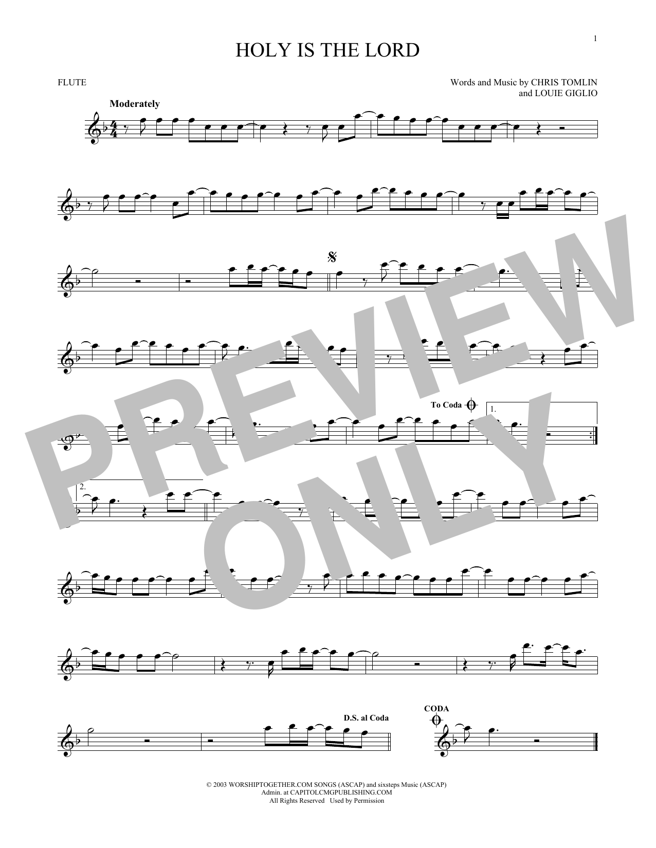 Chris Tomlin Holy Is The Lord sheet music notes printable PDF score