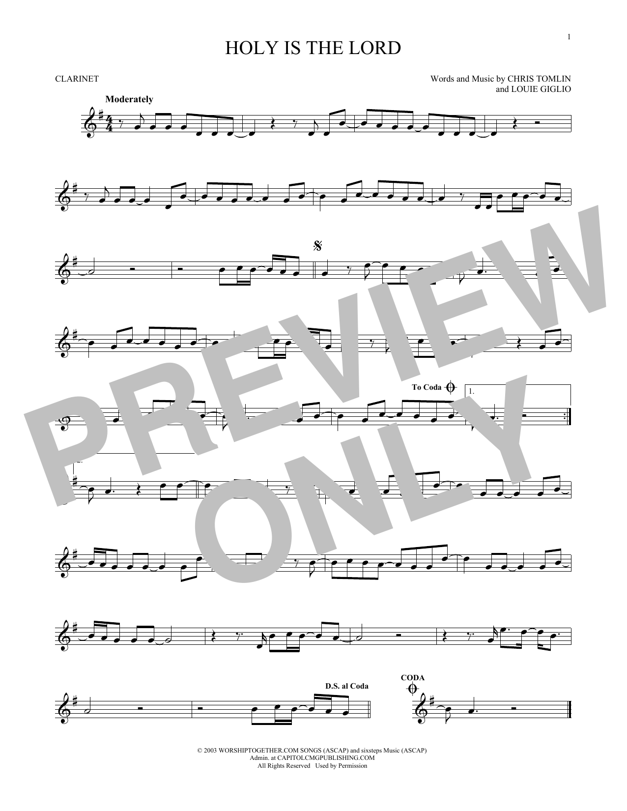 Chris Tomlin Holy Is The Lord sheet music notes printable PDF score