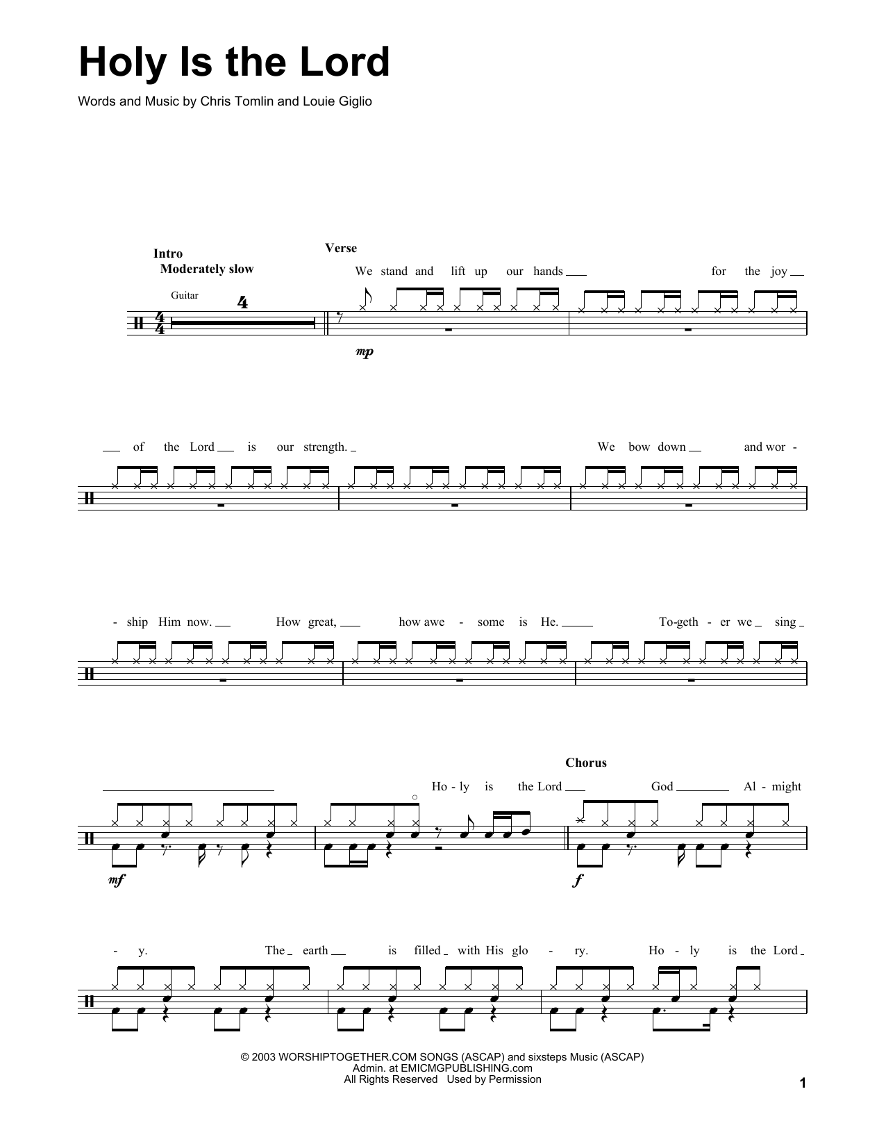 Download Chris Tomlin Holy Is The Lord Sheet Music