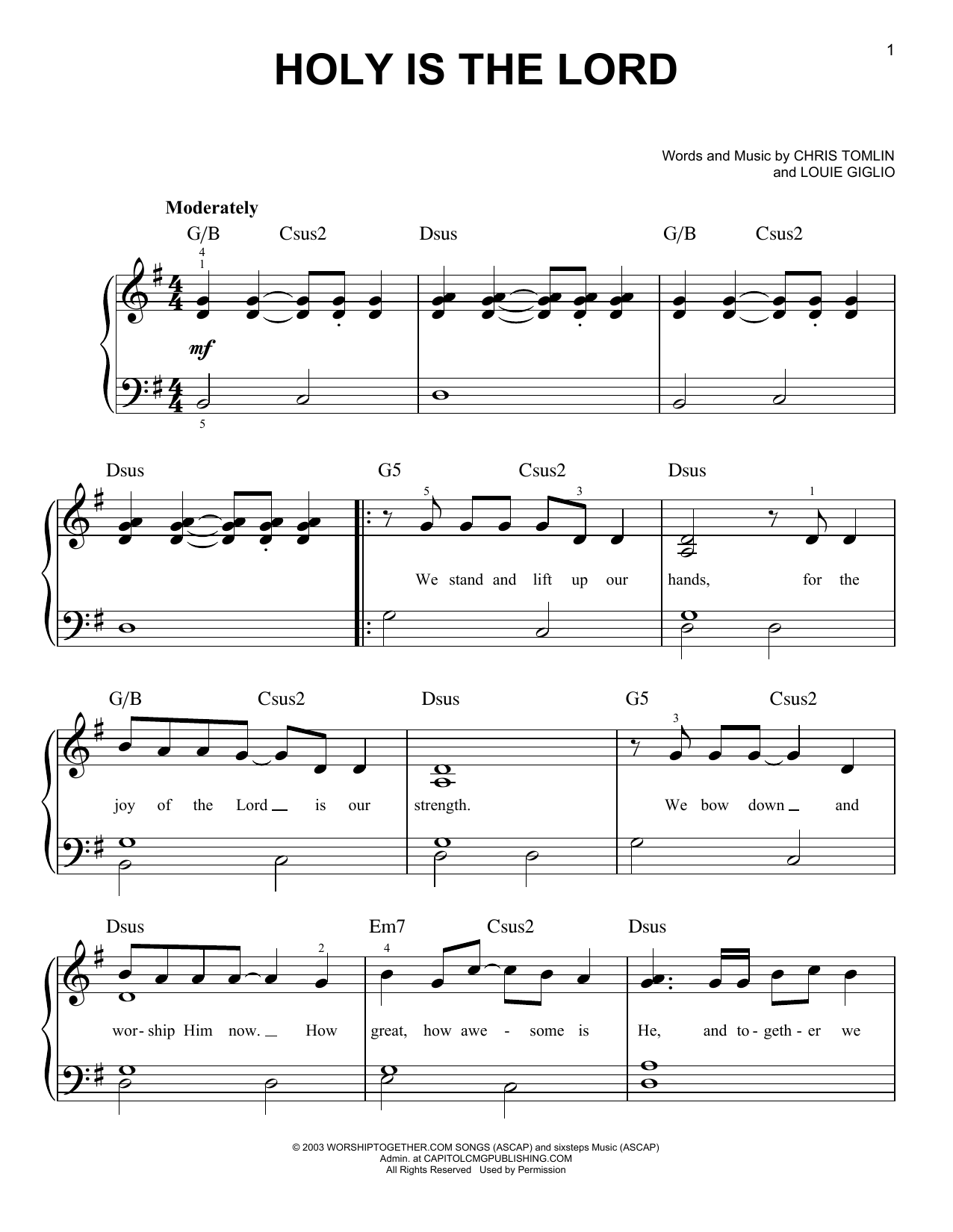 Download Chris Tomlin Holy Is The Lord Sheet Music