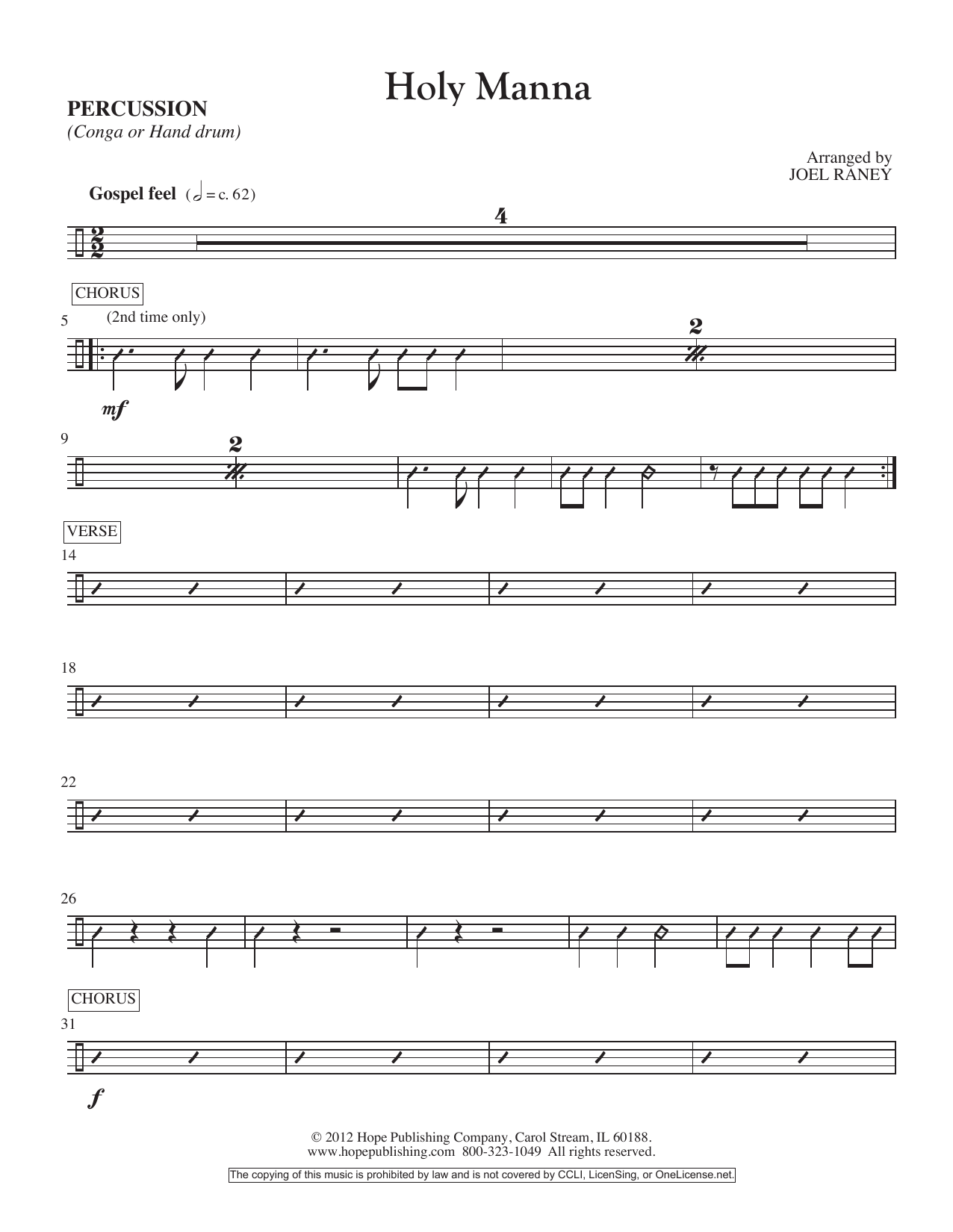 Download Joel Raney Holy Manna - Percussion Sheet Music