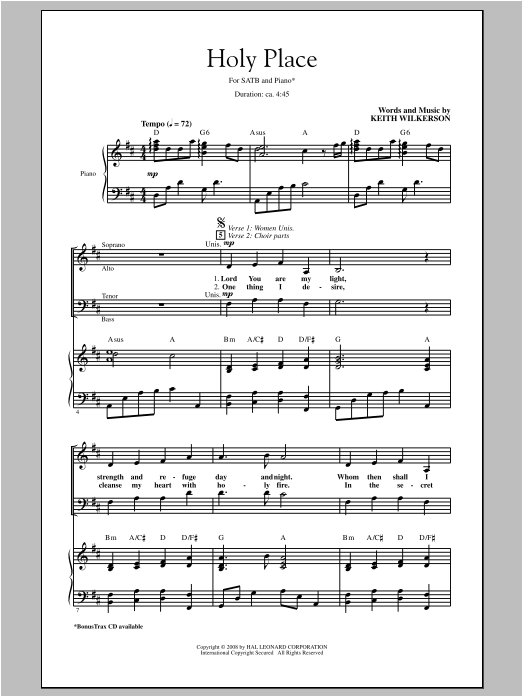 Download Keith Wilkerson Holy Place Sheet Music