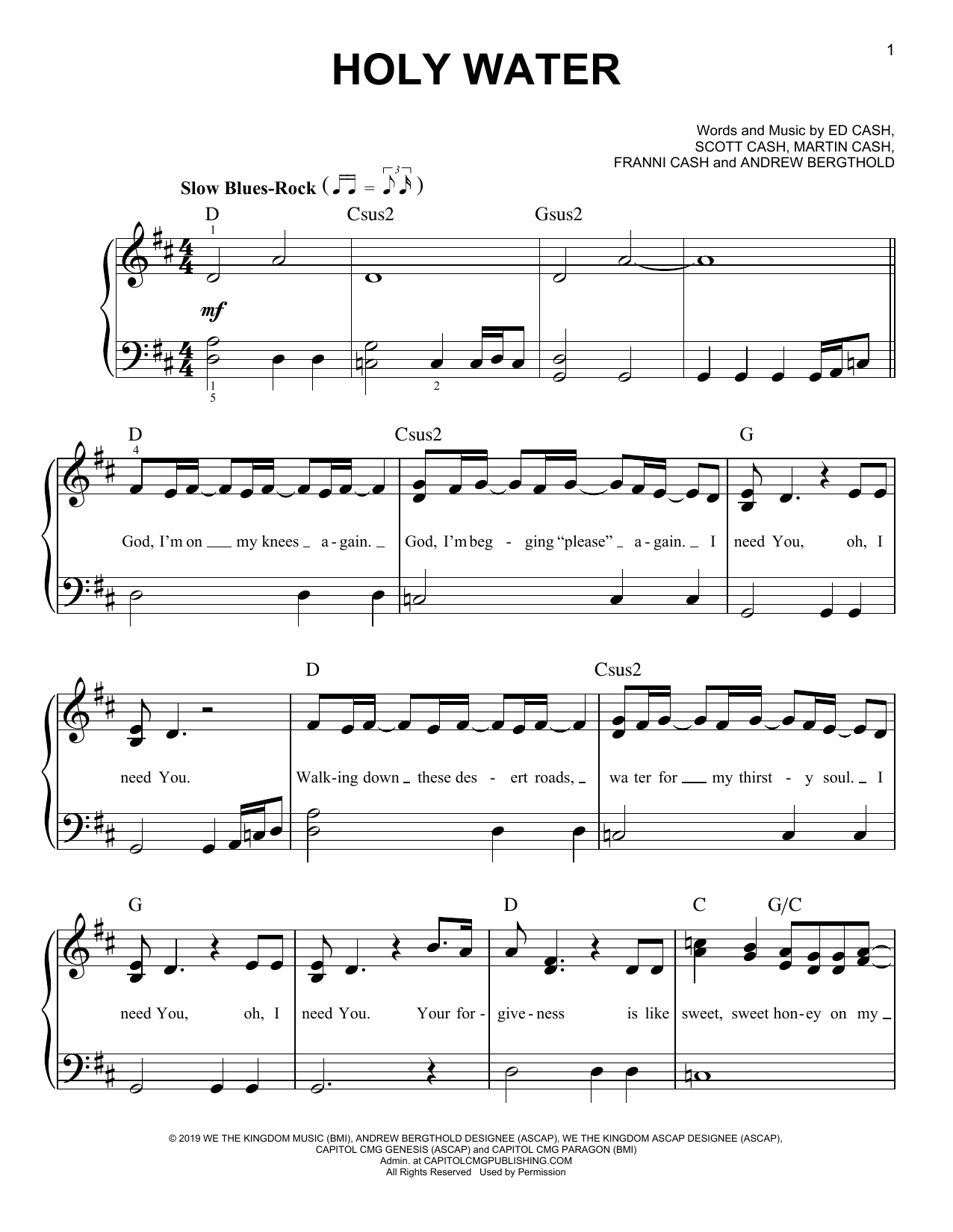 Download We The Kingdom Holy Water Sheet Music