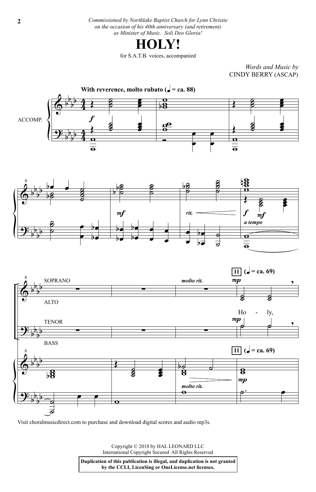 Download Cindy Berry Holy! Sheet Music